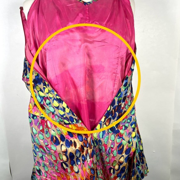 Nanette Lepore Multicolored Bright Raindrop Print A-Line Dress 8 Pink Orange - Picture 11 of 11